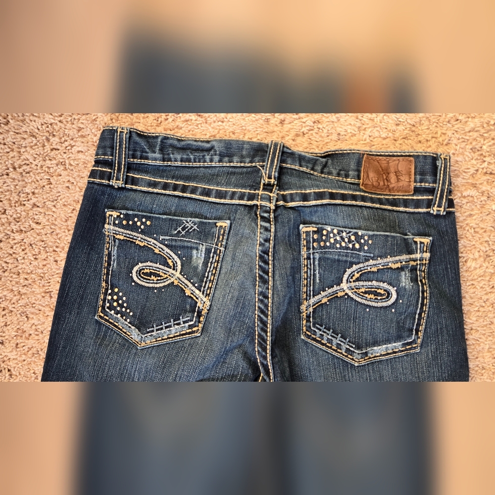 BKE Women's Dark Blue Bootcut Jeans with Embellished Back Pockets